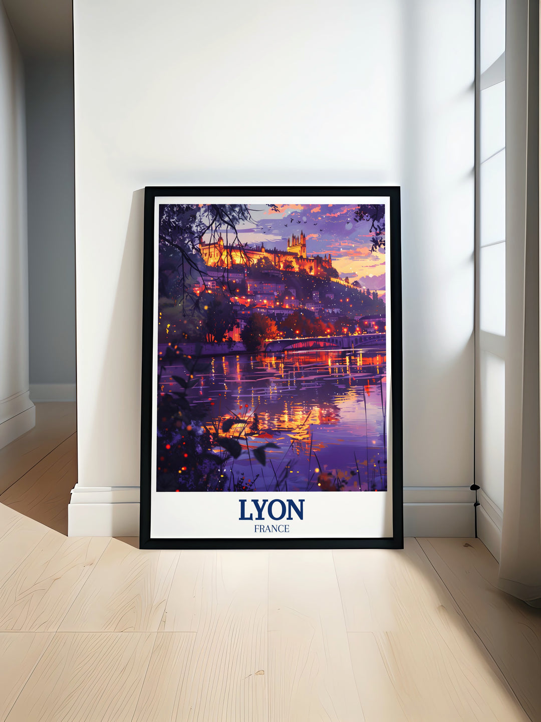 A sophisticated Lyon art print that highlights the Saône and Rhône Rivers flowing through the city. The fine line design and soft colors make this piece a stunning addition to any decor, offering both elegance and a celebration of Lyons timeless beauty.