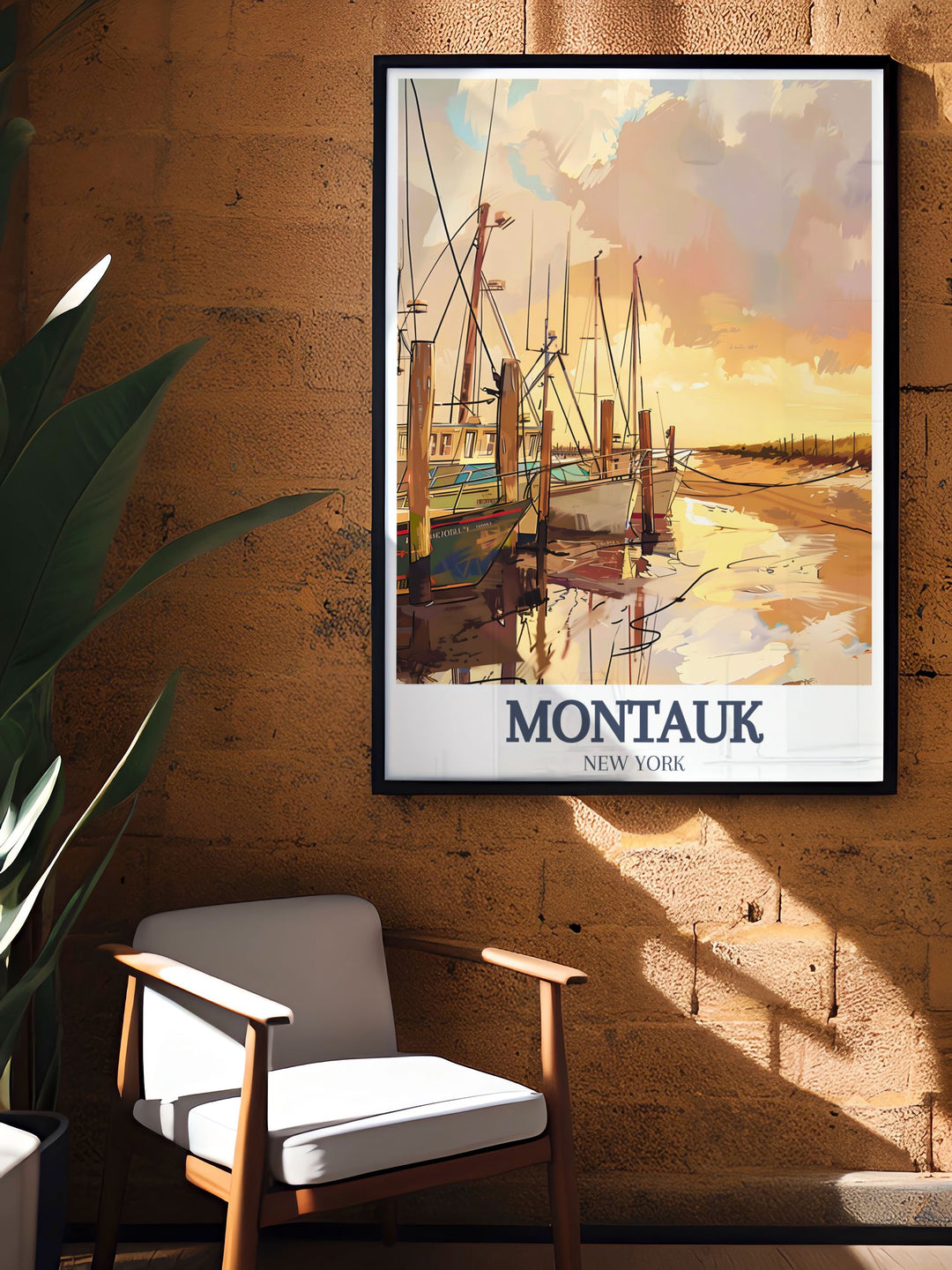 Artful Montauk Decor Print featuring Gosmans Dock and Montauk State Park ideal for stylish wall art in your living room and perfect for Fathers Day gifts and special occasions