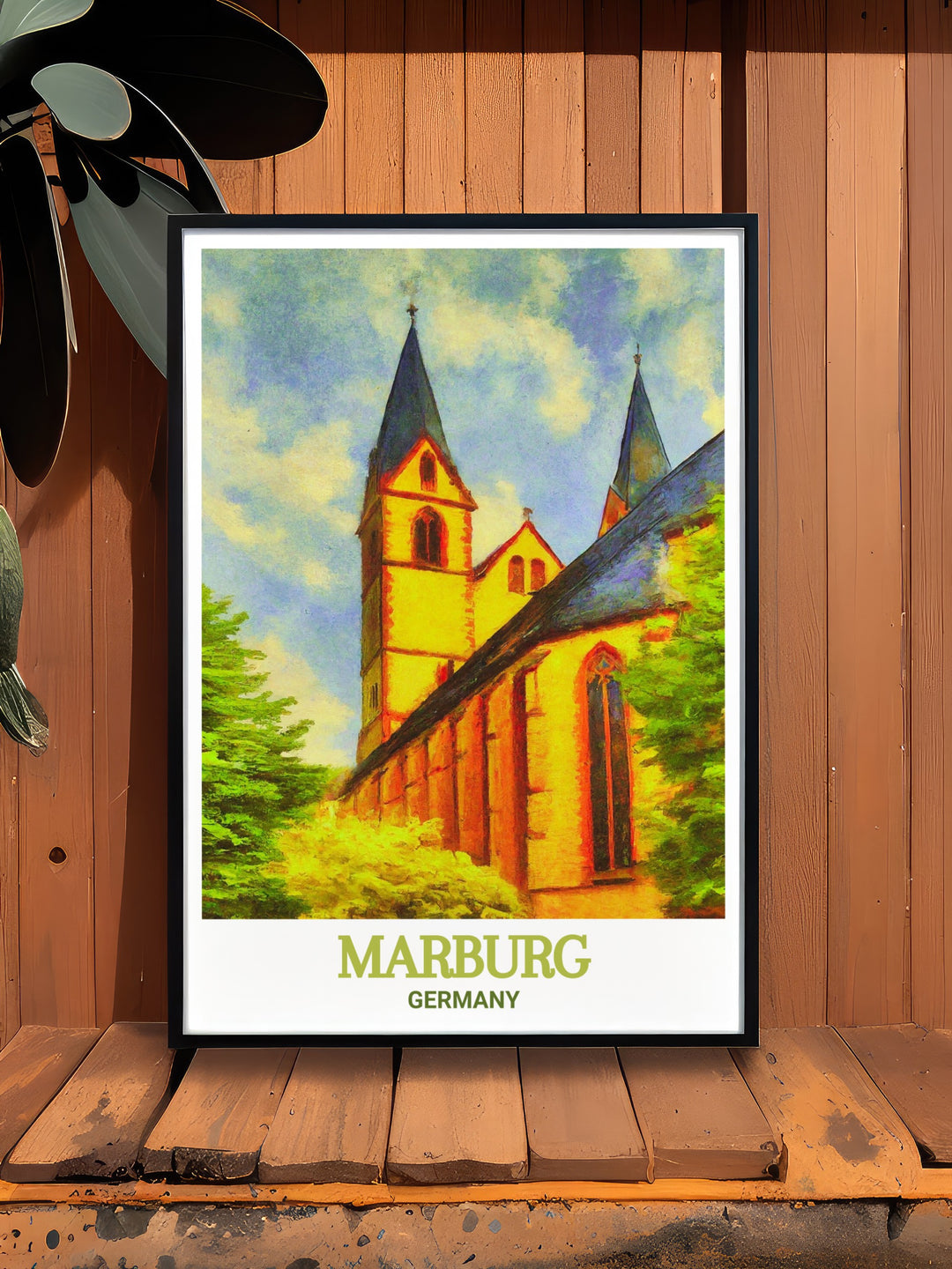 Bring the essence of Marburg into your home with this captivating wall print of St. Elizabeths Church. The artwork highlights the churchs Gothic architecture and spiritual significance, making it a perfect addition to your art collection. Ideal for anyone who appreciates the beauty of historic European landmarks