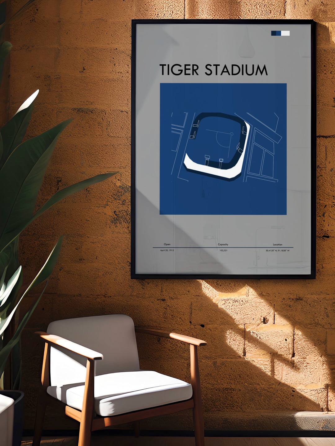 Geaux Tigers artwork featuring LSU Tiger Stadium with detailed design and vibrant colors celebrating the excitement of college football perfect for decorating any sports enthusiasts space