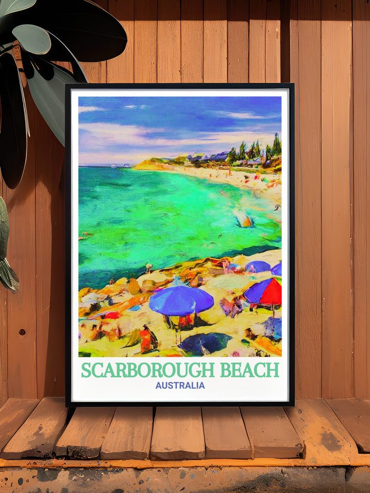 Scarborough Beach Foreshore Modern Prints provide a fresh perspective on coastal living making them perfect for Australia Wall Art and Scarborough Decor that transforms any room into a serene and inviting space