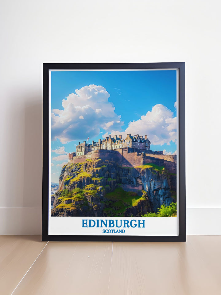 Framed art print showcasing the scenic landscapes around Edinburgh Castle, celebrating the natural and historic beauty of Scotlands capital.
