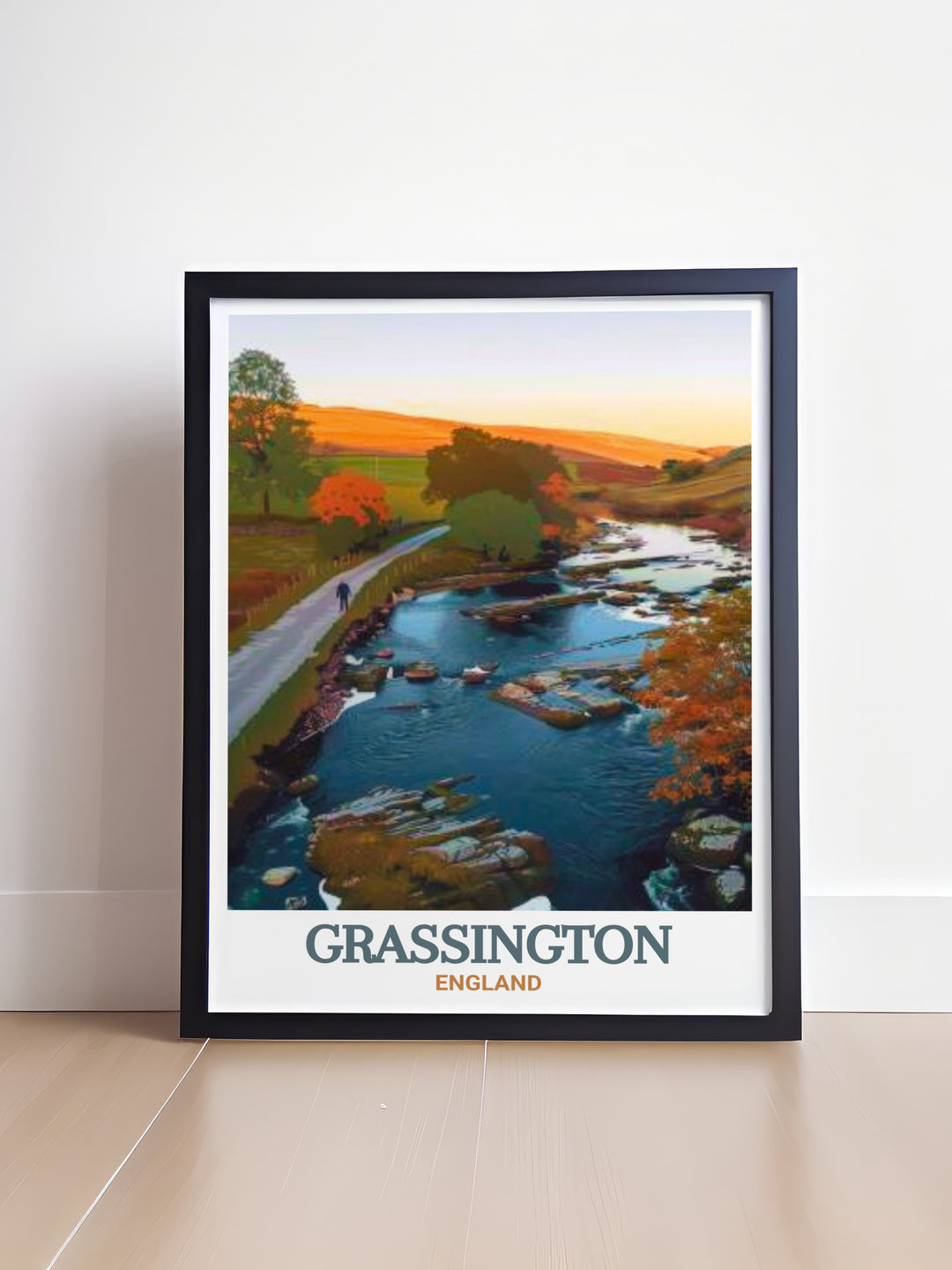 Our Grassington framed art beautifully showcases the historic charm of this iconic Yorkshire village. The detailed print captures the old world beauty of Grassingtons stone buildings and cobblestone streets, set against the lush greenery of the Yorkshire Dales. This framed artwork is perfect for those who cherish the tranquil, historic feel of rural England, offering a timeless piece for any home.