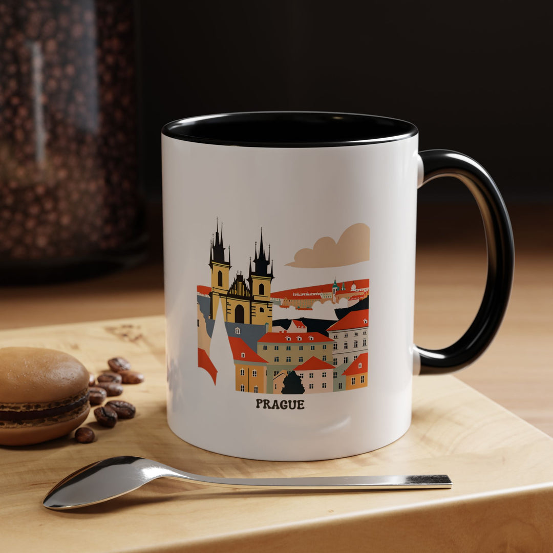 Celebrate Prague with this stunning mug showcasing detailed artwork of its landmarks. Perfect for daily use, it is durable, dishwasher-safe, and microwave-safe, combining practicality with artistic charm.