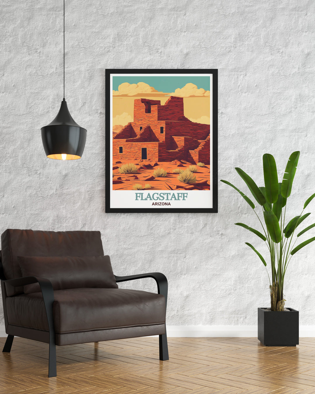 Unique Flagstaff print featuring Wupatki National Monument elegant home decor is perfect for art lovers. This fine line print combines bold colors and intricate design elements making it an excellent choice for gifts or adding sophistication to your home.