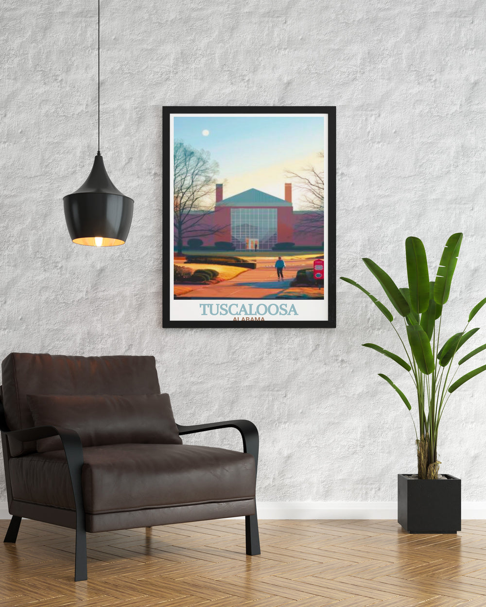 Tuscaloosa Alabama poster showcasing Paul W. Bryant Museum and city map ideal for enhancing your home with elegant Tuscaloosa decor and stunning cityscape artwork making a perfect gift for fans and residents of this beautiful city