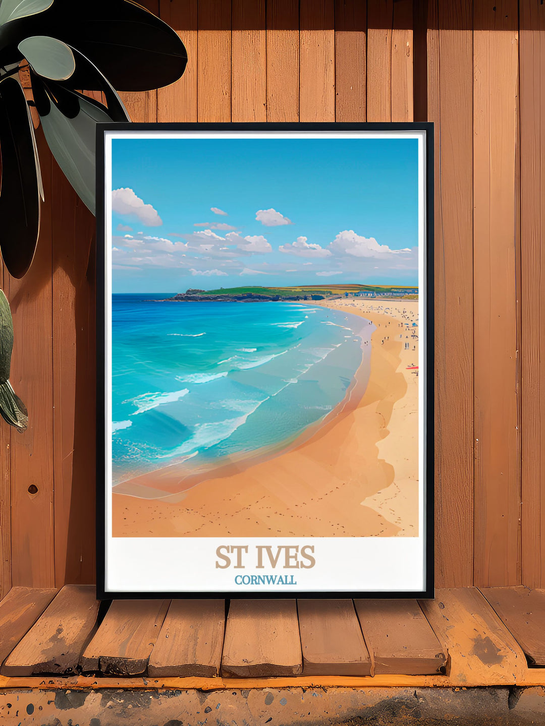 The picturesque Porthmeor Beach and the vibrant culture of St Ives are beautifully illustrated in this poster, offering a glimpse into the fascinating history and scenic beauty of Cornwall.