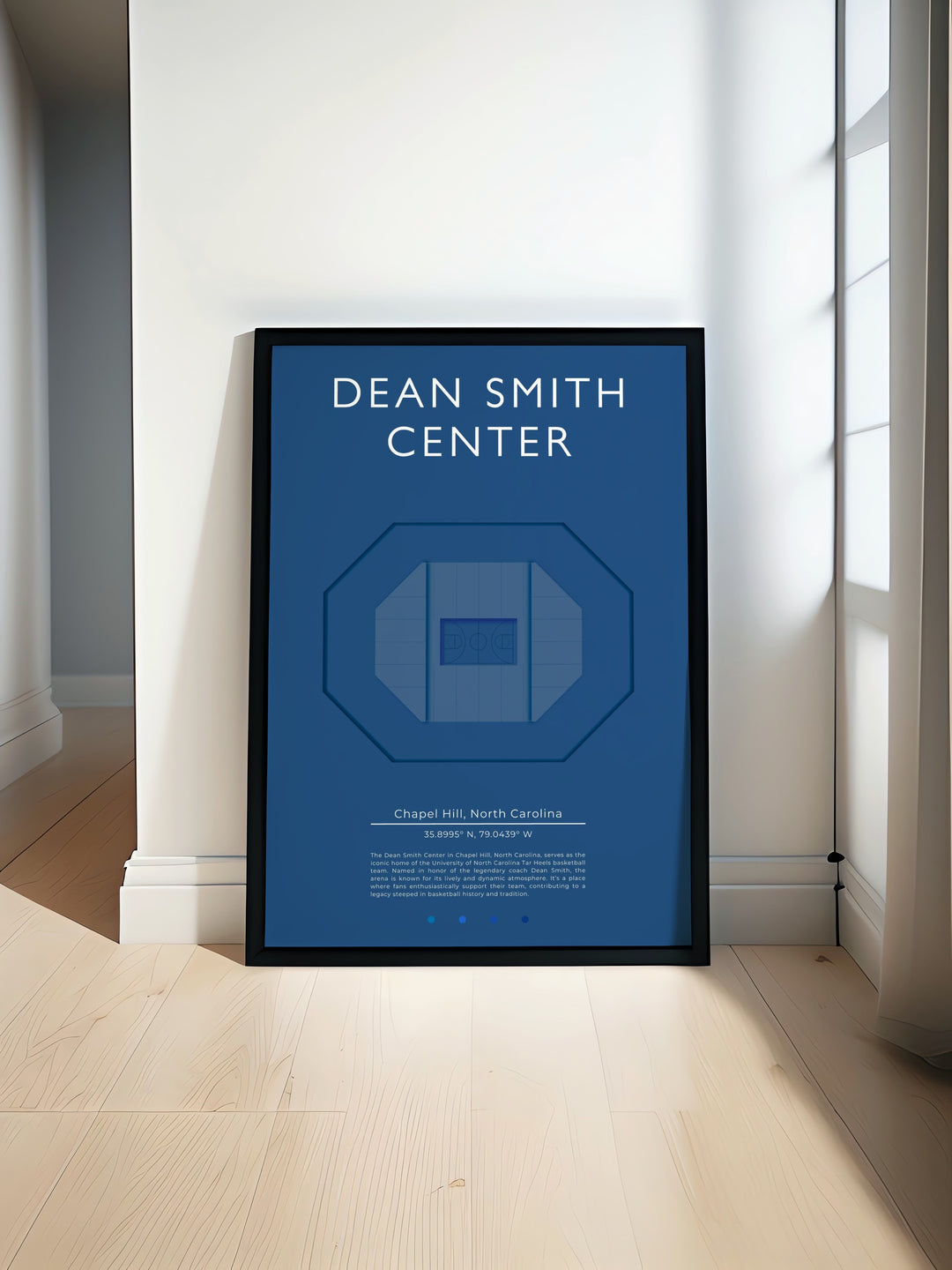 Dean Smith Center print showcasing the iconic venue of UNC Tar Heels basketball perfect for decorating dorm rooms and adding a touch of college sports history to your space