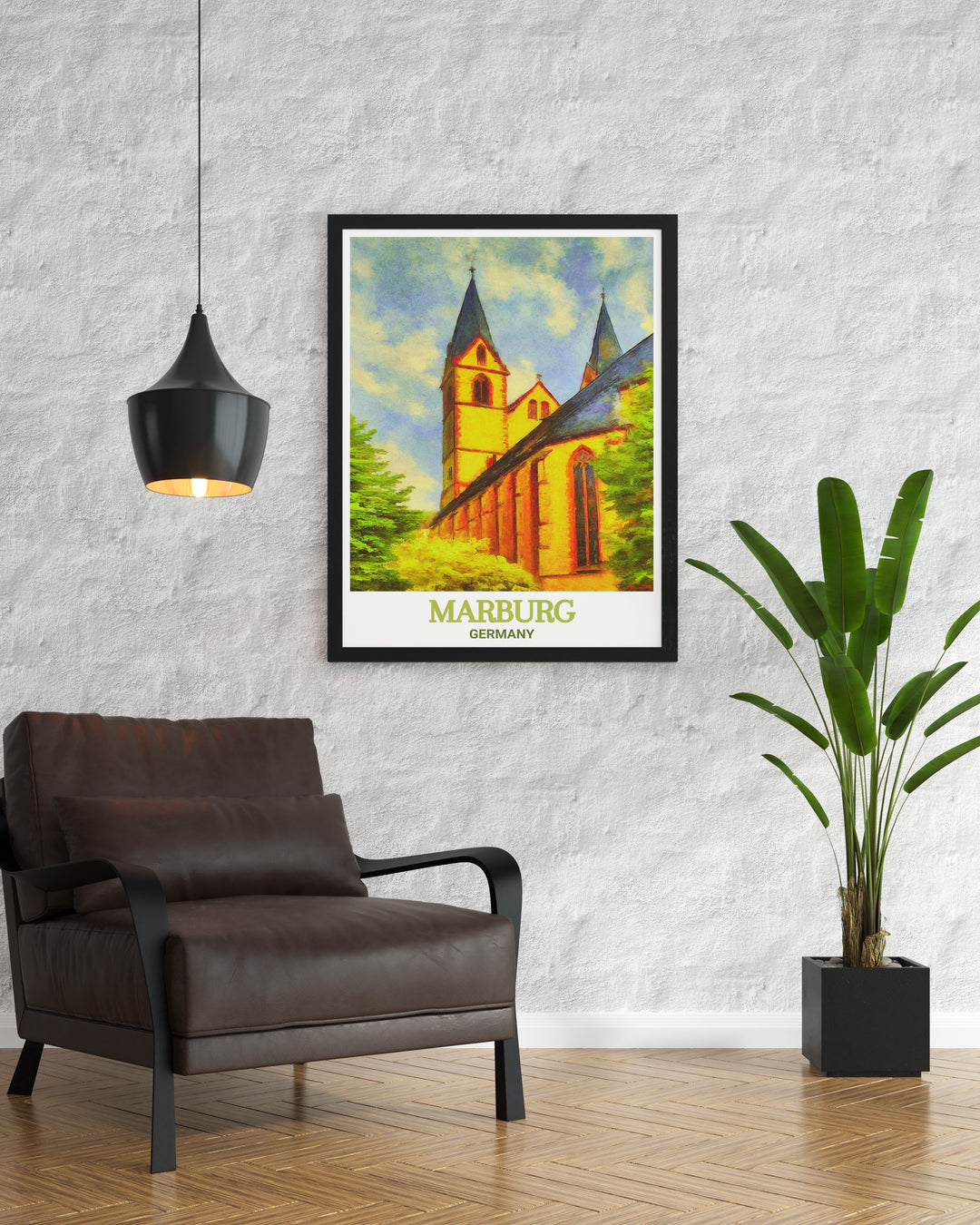 Celebrate the historic charm of Marburgs St. Elizabeths Church with this exquisite travel poster. The print captures the churchs architectural splendor and cultural significance, making it a beautiful addition to your home decor. Perfect for art lovers and history buffs alike, this poster brings a piece of Germany into your living space