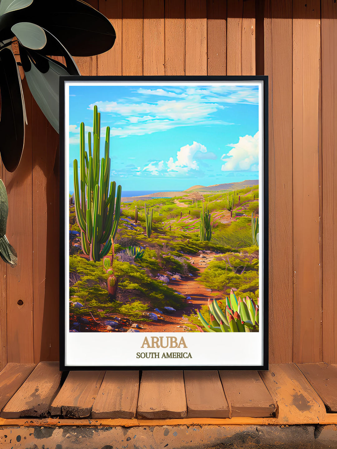 Fine line print of Arikok National Park in Aruba showcasing the unique flora and fauna of the region in intricate detail making it a perfect addition to any art collection or a thoughtful gift for nature enthusiasts and travel lovers