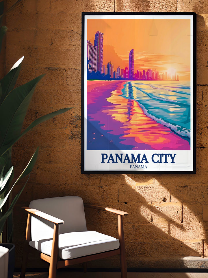 Atlanta Ocean Panama City skyline modern art prints designed to complement your beach house decor and add a coastal touch to any room