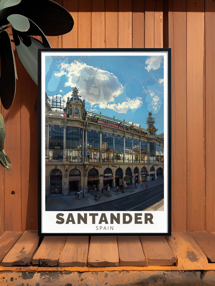 Santander poster print showcasing the Mercado de la Esperanza offers a striking representation of Spanish daily life and culture, making it an exceptional art piece for anyone looking to enhance their home decor with global inspiration.