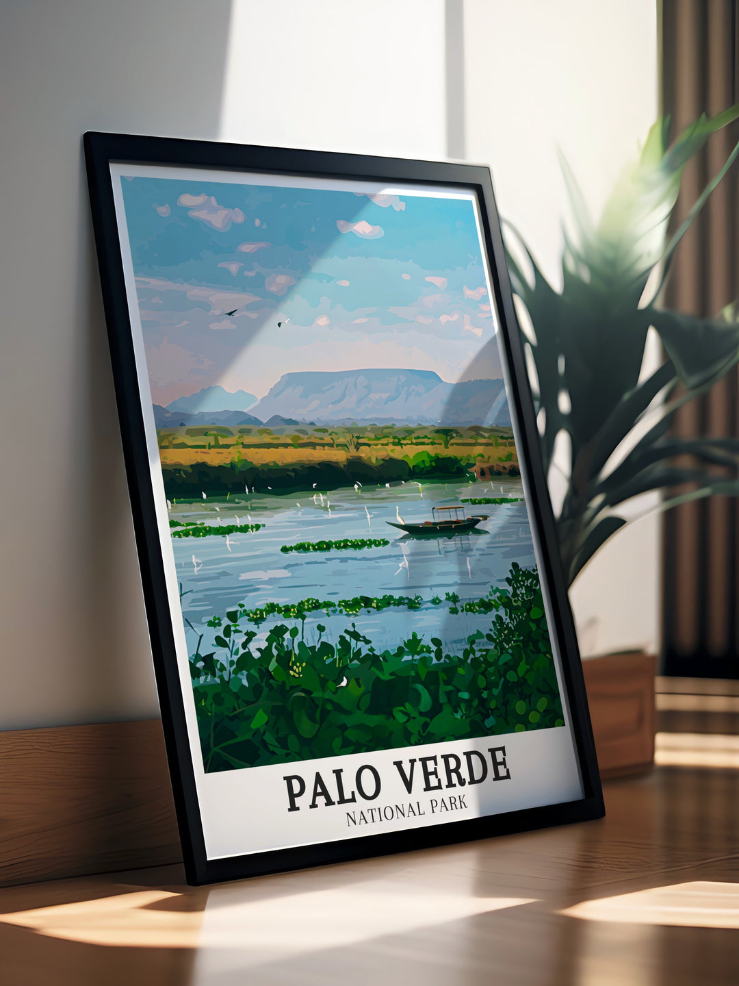 Add a touch of Costa Ricas natural beauty to your home with this Palo Verde art print showcasing the Tempisque River Flood Plains and Verde Boat Safari a unique Costa Rica gift that celebrates nature and adventure in a vibrant and elegant design.