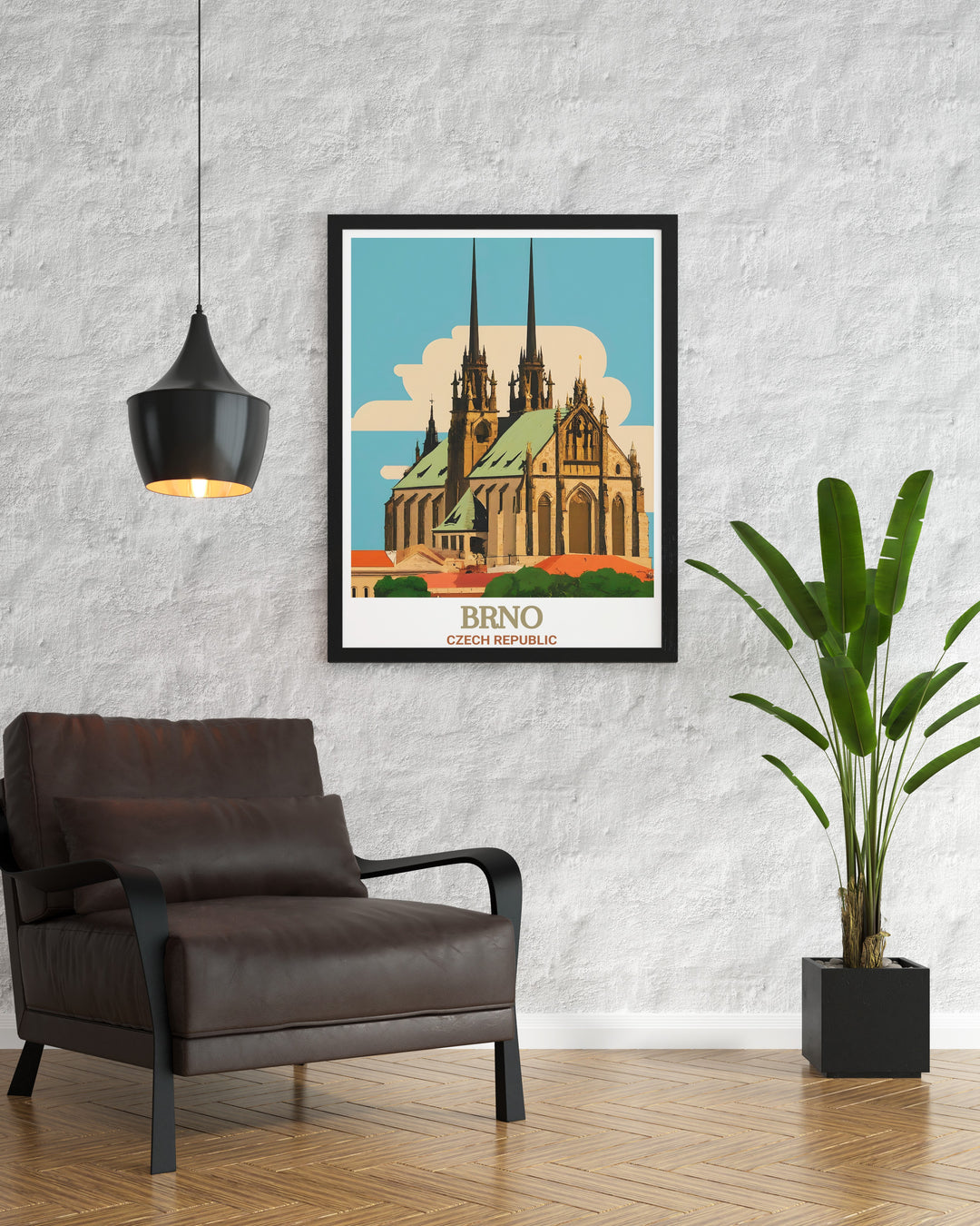 Elegant Brno wall art depicting the Cathedral of St. Peter and Paul modern decor perfect for any Brno home decor enthusiast