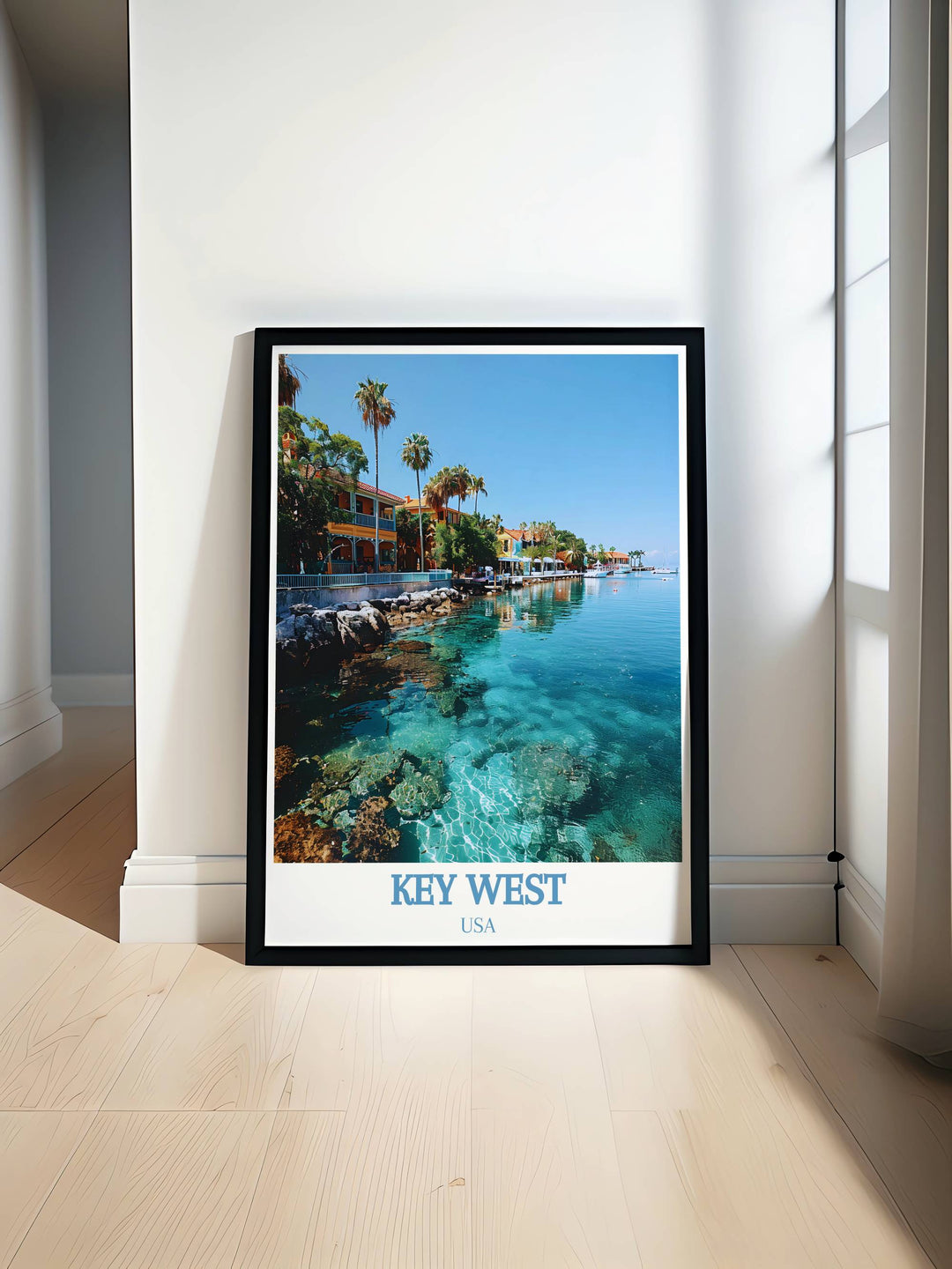 Stunning Florida Artwork featuring the vibrant Key West Historic Seaport bringing the lively waterfront and colorful boats into your home perfect for enhancing your Florida Decor.