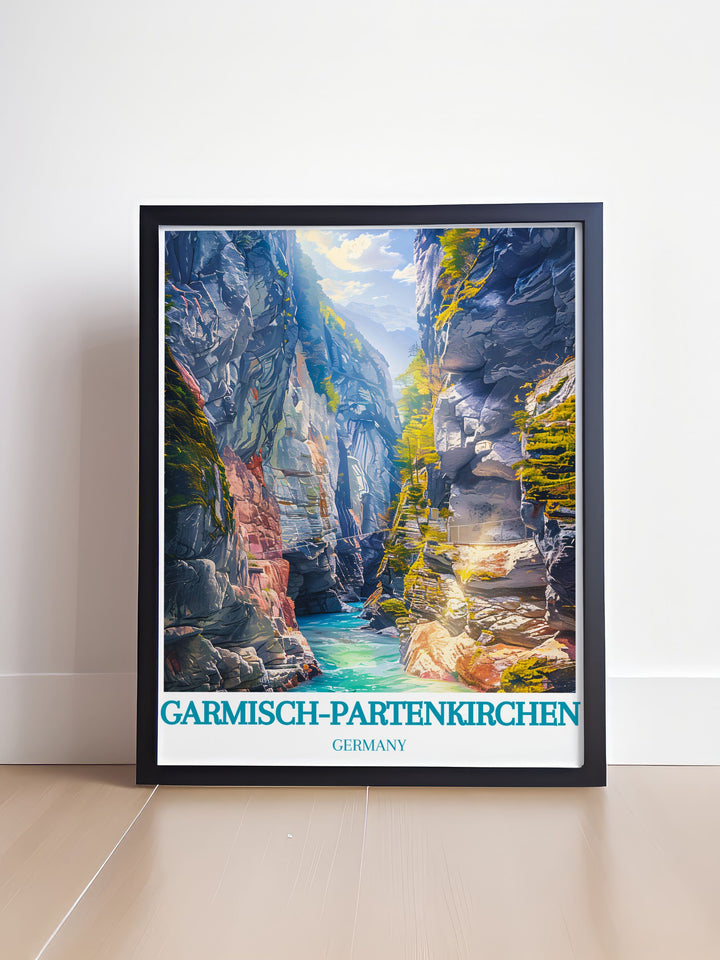 Canvas print of Garmisch Partenkirchen, capturing the lively and historic atmosphere of this vibrant Bavarian town with its charming streets, cultural festivals, and picturesque landscapes.