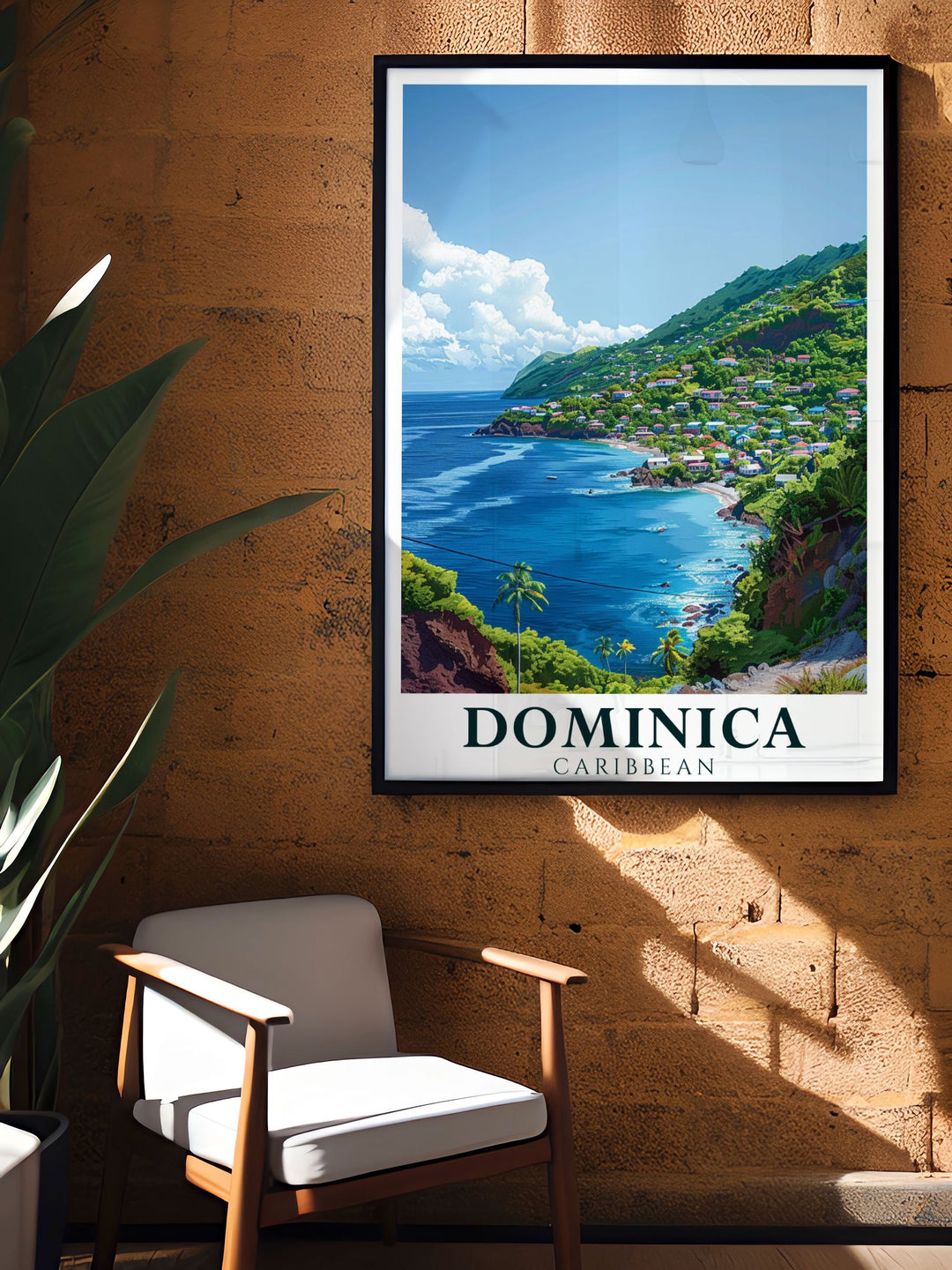 Scotts Head Wall Art depicting the lush landscape and stunning coastline of Dominicas iconic destination a perfect travel poster for your home decor and an excellent gift for nature enthusiasts and Caribbean lovers