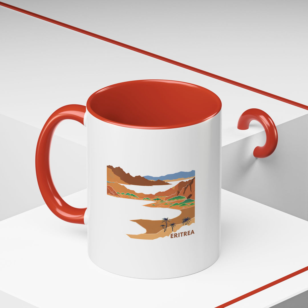 This Eritrea mug combines artistic design with practicality, showcasing intricate details inspired by the country. Crafted from ceramic and dishwasher-safe, it is ideal for coffee or tea lovers and makes an excellent gift.