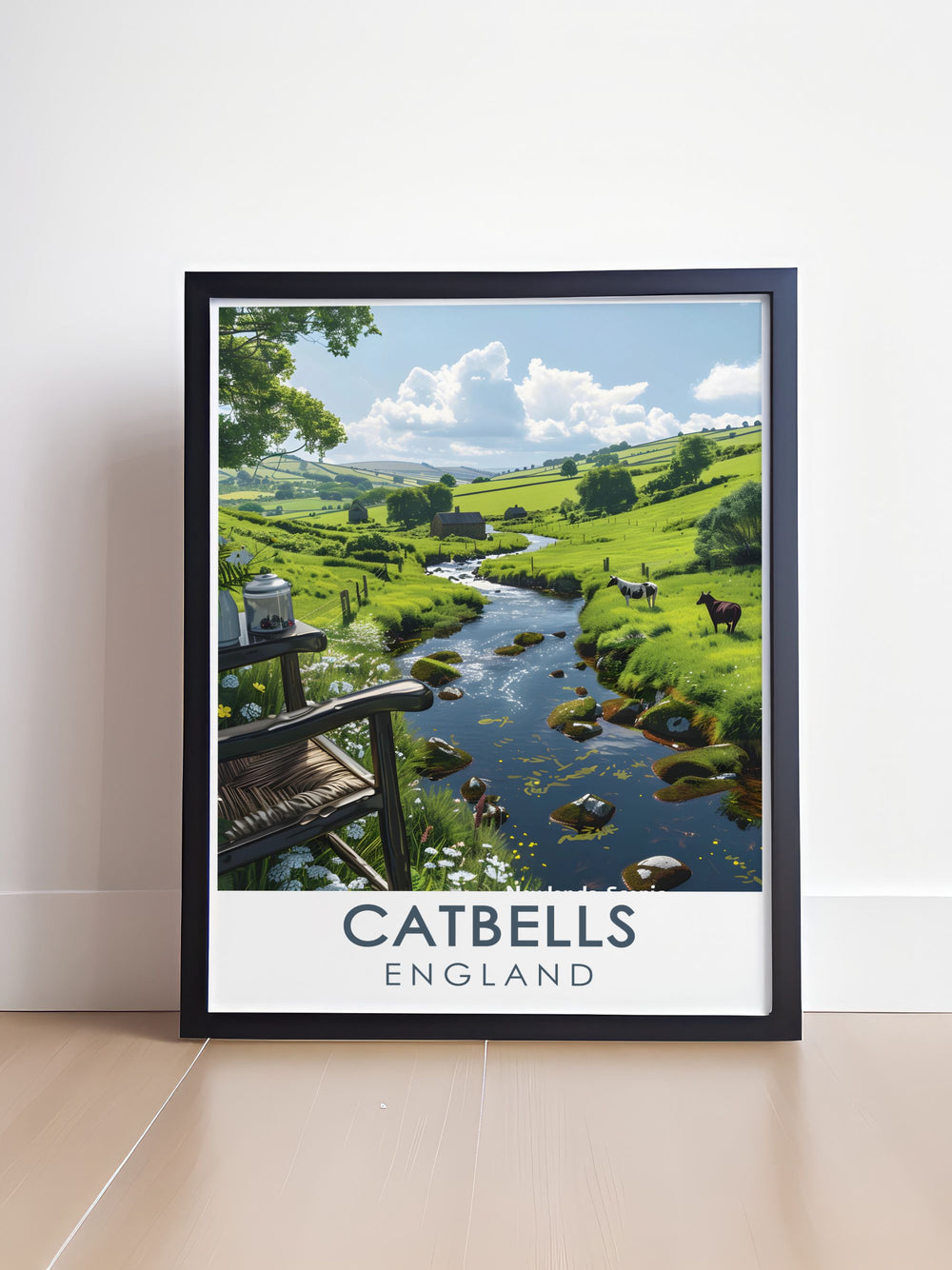 Lake District poster featuring the breathtaking Catbells Summit and Newlands Valley providing a picturesque view that captures the serene beauty of Cumbria ideal for wall decor in your living room bedroom or office
