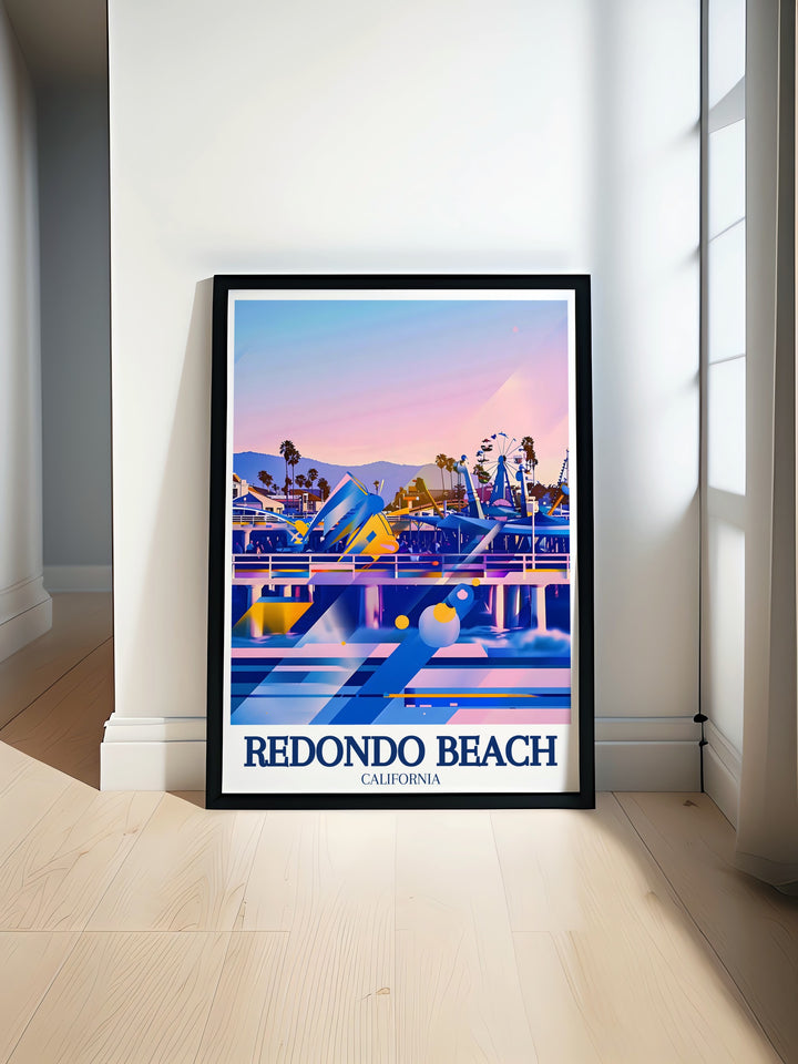 Redondo Arcade wall art showcasing the classic boardwalk games and lively atmosphere of this timeless attraction. This framed art piece is ideal for adding a nostalgic and playful touch to your home, perfect for those who cherish beachside memories.