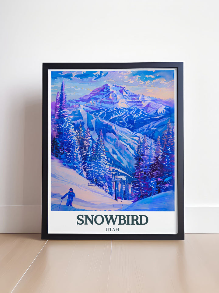 Little Cottonwood Canyon and Mineral Basin modern decor print capturing the breathtaking snow covered landscape of Park City Utah.