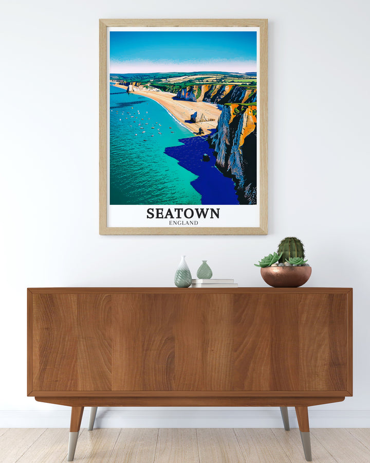 Transform your living space with Jurassic Coast Eype Beach and Seatown Beach prints. These coastal travel prints add a touch of seaside charm to your home decor ideal for those who appreciate the beauty of Dorsets iconic coastline