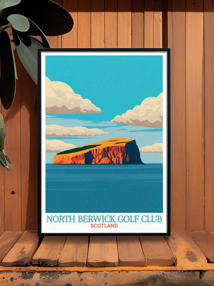 North Berwick Golf Club Wall Art showing the panoramic views of Scotlands famous links course and Bass Rock. This canvas art blends history, sport, and natural beauty, making it a must have piece for golf enthusiasts and fans of Scottish landscapes.