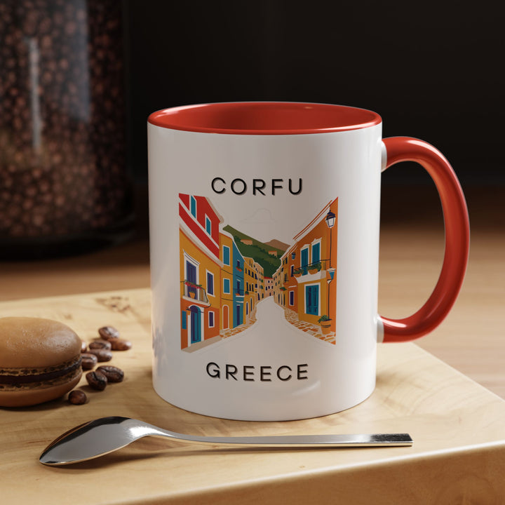 A beautifully designed Corfu Greece mug capturing the essence of the island's stunning landscapes and culture. Perfect for coffee or tea lovers, it features intricate artwork inspired by Corfu’s beauty. Dishwasher and microwave safe.