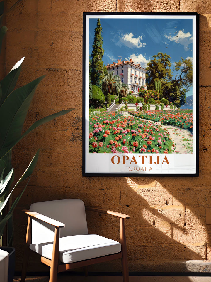 Villa Angiolina elegant home decor brings the timeless beauty of Opatija into your space a perfect way to add a touch of Croatian culture and history to your living room or office