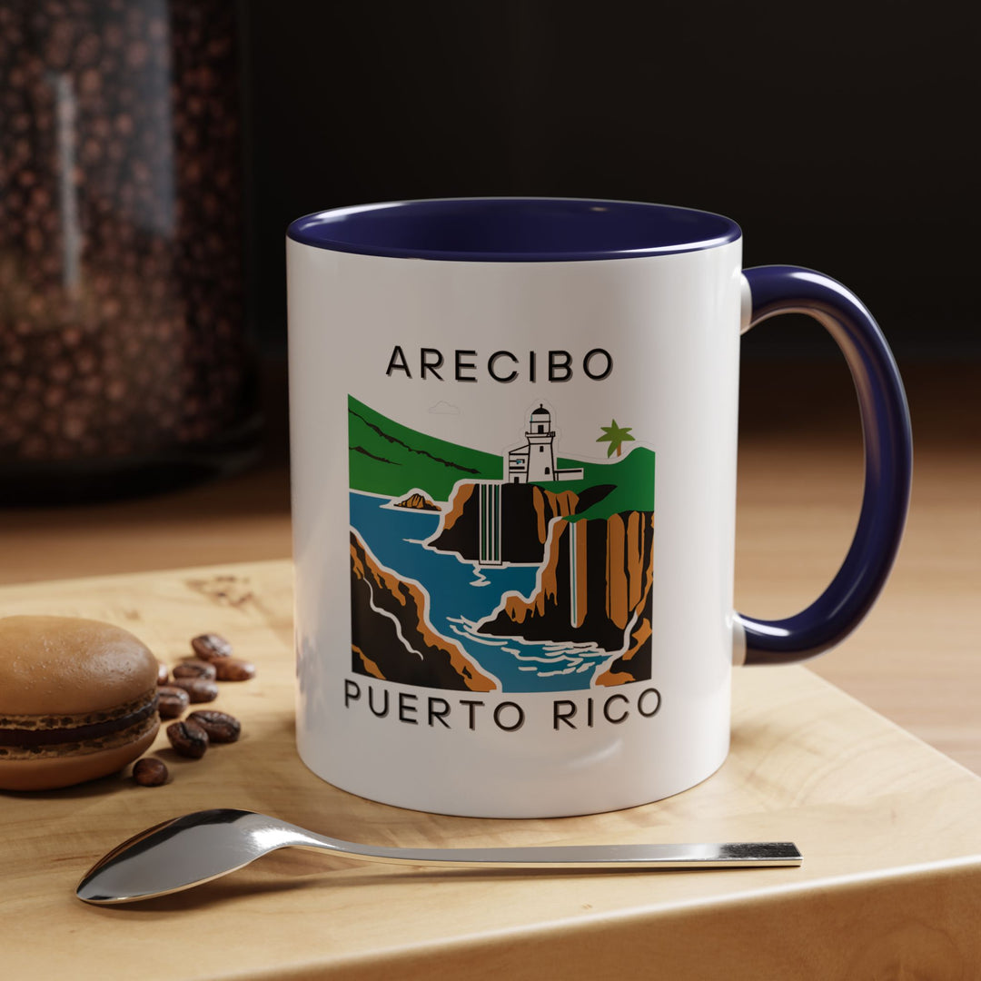 Celebrate the natural beauty of Arecibo Puerto Rico with this stylish mug. Featuring detailed artwork of Arecibo's iconic landmarks, this durable mug is dishwasher safe and makes an ideal gift for collectors or anyone who loves the island's scenic charm.