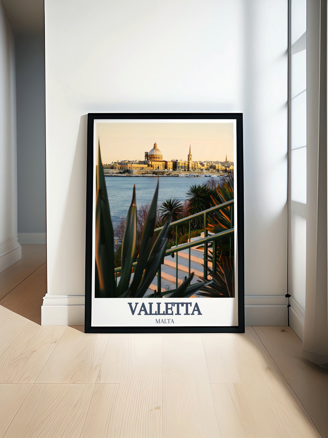 Featuring Vallettas stunning Basilica and Grand Harbour, this Malta art print offers a detailed look at the citys historical landmarks. Its an excellent gift for travelers or anyone who wants to bring the charm of Malta into their home.