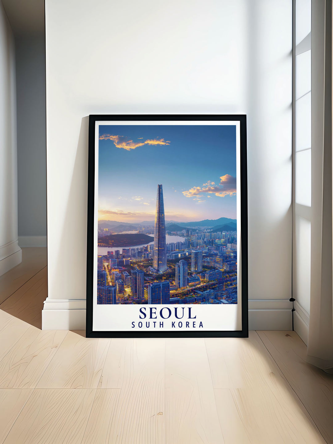 This Seoul Wall Art print showcases the iconic Lotte World Tower, standing tall in the heart of South Korea. Perfect for adding a touch of sophistication to your space, this artwork is ideal for those who admire striking architecture and want to incorporate it into their décor.