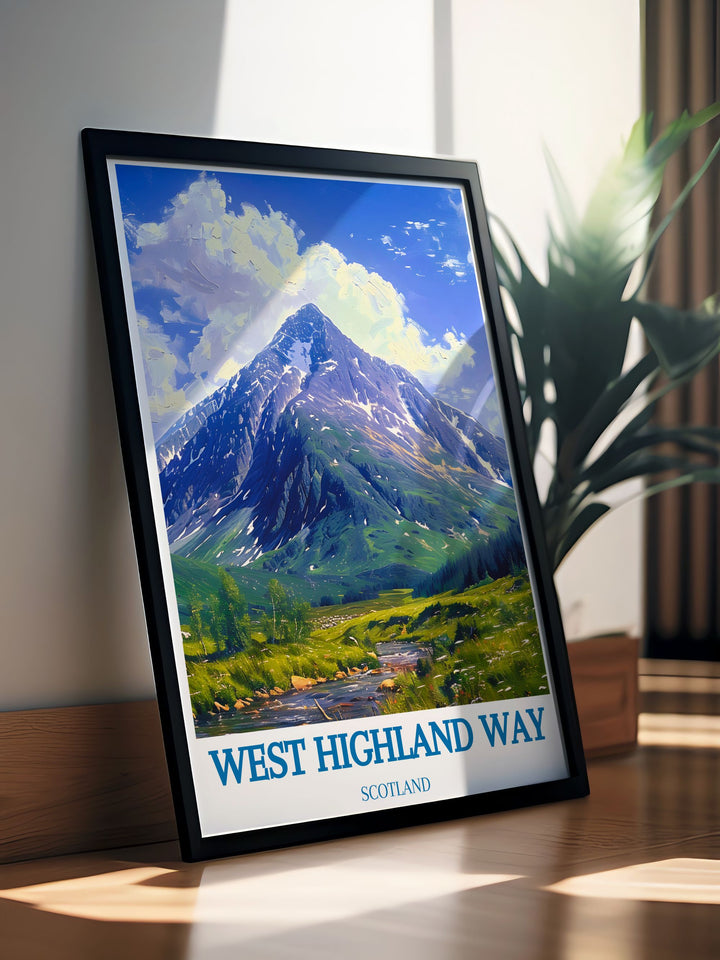 Buachaille Etive Mor Stunning Prints showcasing the rugged landscapes of the Scottish Highlands. This National Park Print featuring the West Highland Way is a perfect addition to your wall art collection and a thoughtful gift for outdoor enthusiasts.