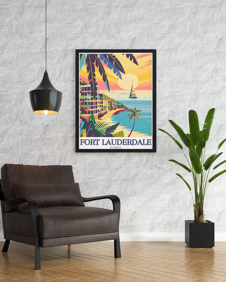 Intracoastal Waterway Framed Art featuring the beautiful canals and waterways of Fort Lauderdale, perfect for adding a classic touch to your home decor.