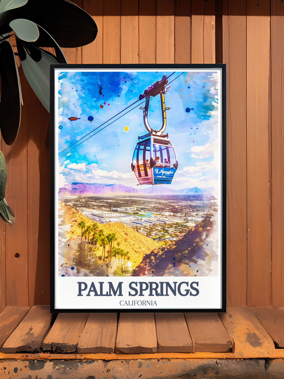 Palm Springs Wall Art featuring the Palm Springs Aerial Tramway, with breathtaking views of Coachella Valley, perfect for bringing a touch of Californias natural beauty to your home. This canvas art is ideal for travel and art enthusiasts.