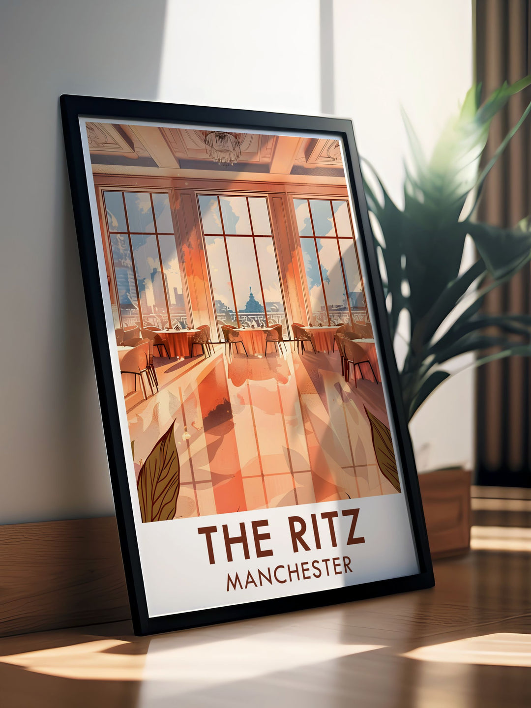 This retro travel print of The Ritz Manchesters grand ballroom highlights the elegance and charm of the venues art deco design. A wonderful piece for music enthusiasts and architecture fans, its a perfect way to celebrate Manchesters cultural heritage.