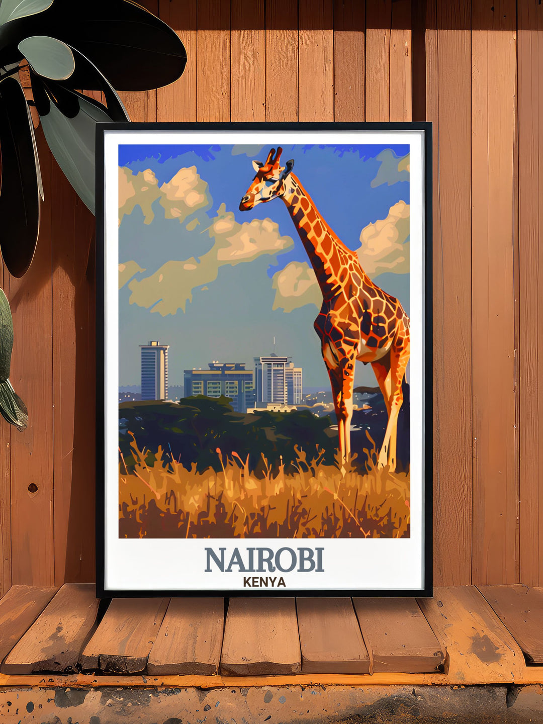 Kenya travel poster highlighting the breathtaking landscapes and rich cultural heritage of the country perfect for any living space including stunning prints from Nairobi National Park