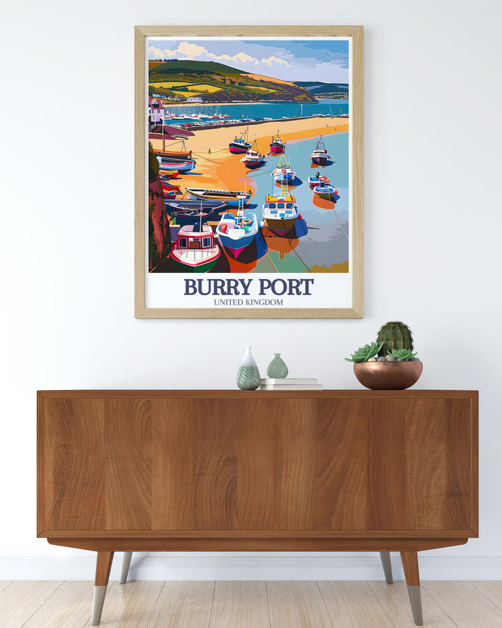 Exquisite Burry Port art featuring Amelia Earhart highlighting the historic landing spot in Wales perfect for coastal art and beach lovers including Pembrey Country Park and Burry Port harbor