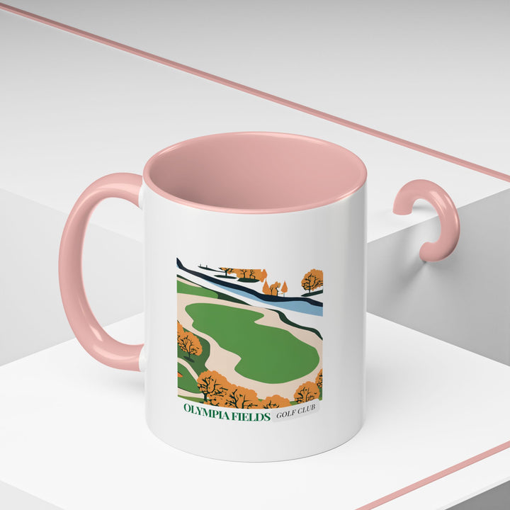 Celebrate your love for Olympia Fields Country Golf Club with this artistic ceramic mug. Featuring vibrant and detailed artwork, it is microwave and dishwasher safe, making it ideal for daily use or as a meaningful gift for golf enthusiasts and collectors.