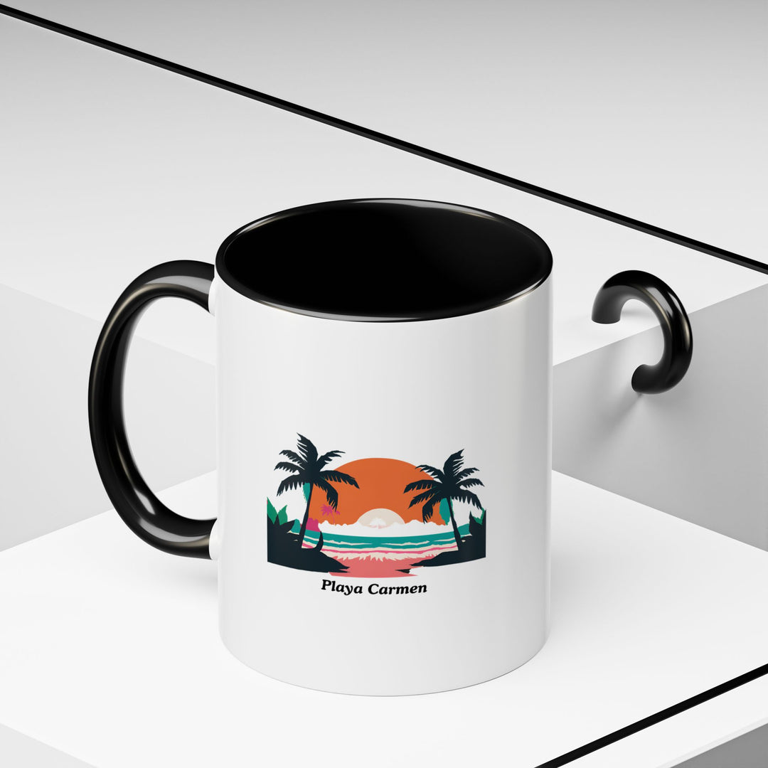 A stylish Playa del Carmen Mug celebrating the natural beauty and vibrant culture of Playa del Carmen with bold artwork. This dishwasher-safe ceramic mug is perfect for daily coffee or tea rituals and gifting.