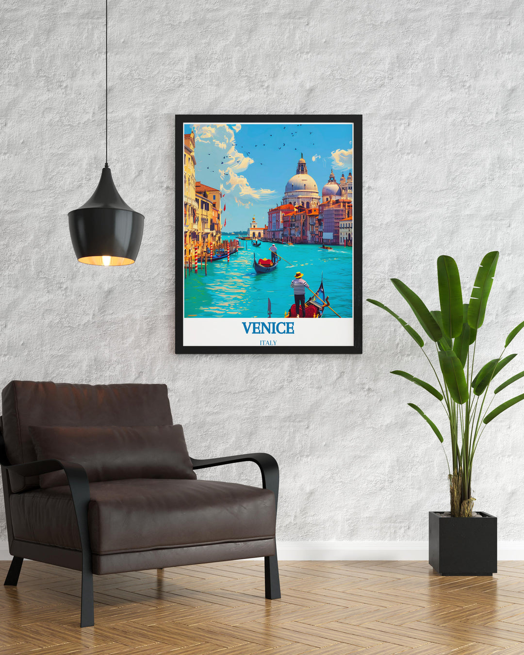 Venice Beach Print showcasing the iconic California coastline complemented by elegant Venice canals prints ideal for adding a touch of sophistication and a coastal feel to your home decor.