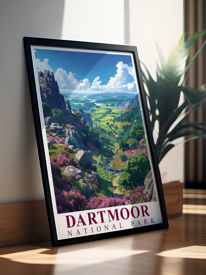 Custom print featuring the charming landscapes of Dartmoor, capturing the free spirit of the Dartmoor ponies and the grandeur of the moorland, perfect for nature enthusiasts.
