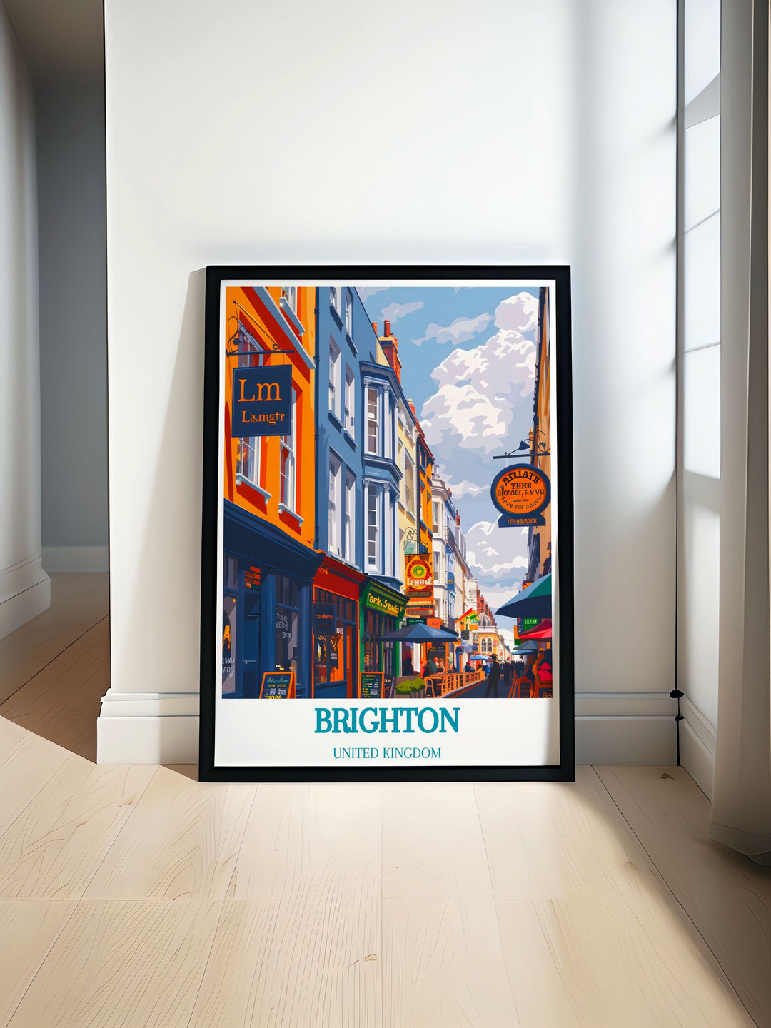 The Lanes print captures the vibrant atmosphere of Brightons iconic area featuring narrow streets and eclectic shops perfect for adding character to any room