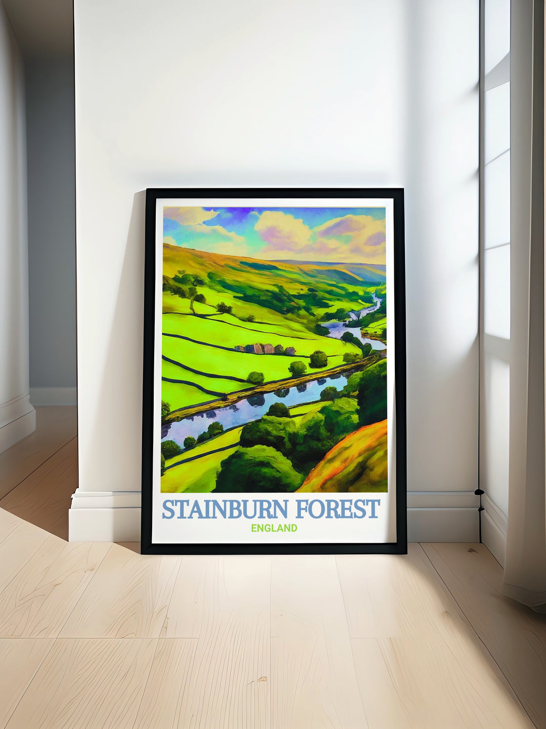 Washburn Valley art print showcases the beauty of Yorkshire with vibrant scenes from Stainburn Forest and the MTB Trail Centre. Perfect for mountain biking enthusiasts or those who appreciate the stunning landscapes of Harrogate and the Washburn Valley.