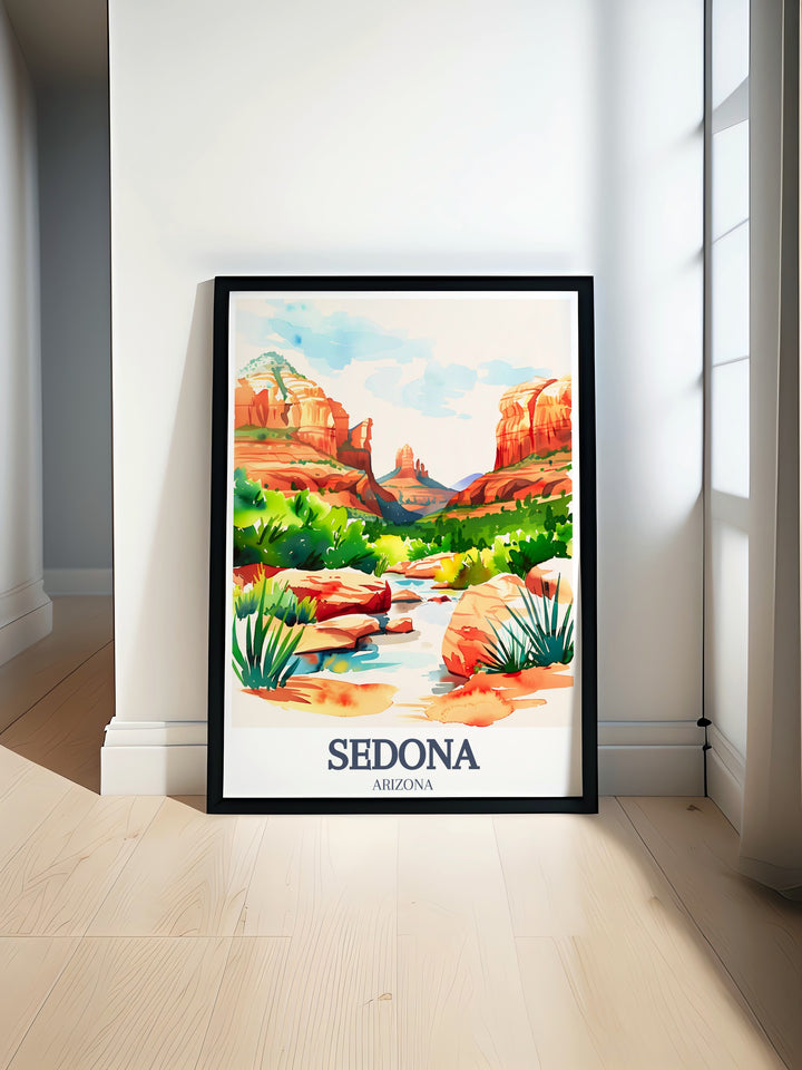 Sedona Print featuring Bell Rock and Oak Creek Canyon capturing the vivid colors and stunning landscape of Arizona perfect for home decor and traveler gifts.