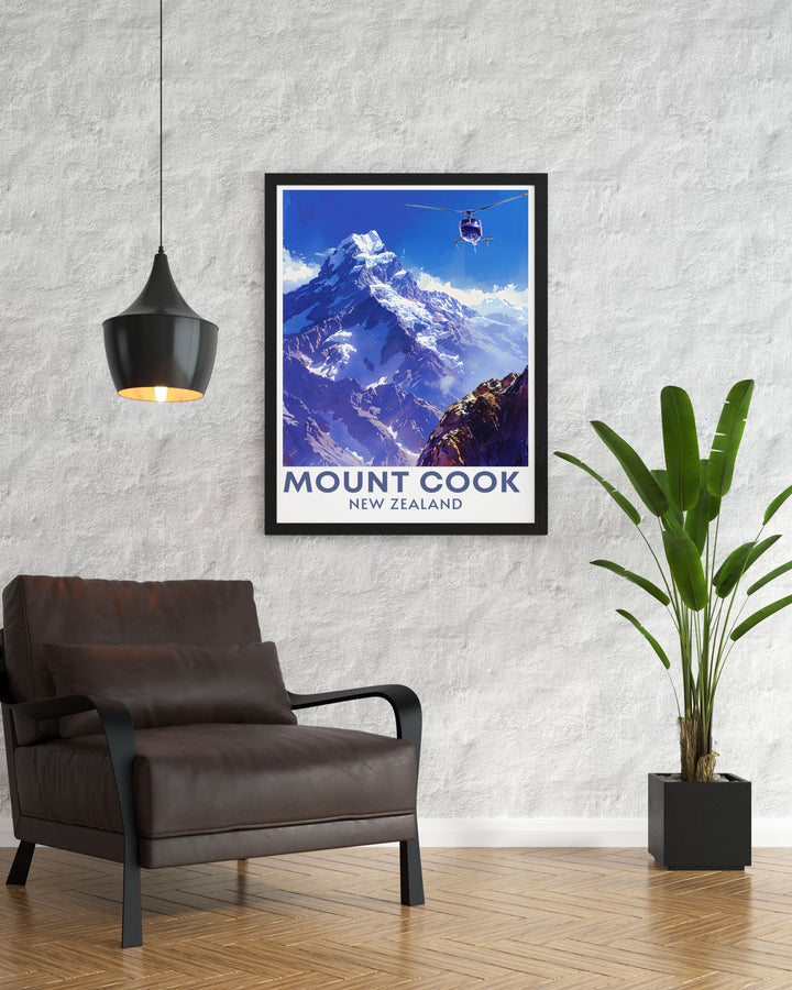 High quality Mt Cook prints showcasing Aoraki Mount Cook these national park prints are ideal for travel enthusiasts and nature lovers looking to bring the iconic landscapes of New Zealand into their homes with vivid colors and detailed illustrations