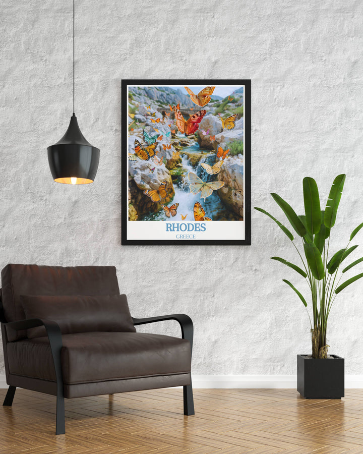 Rhodes Wall Art featuring Valley of the Butterflies Petaloudes provides a stunning visual of this remarkable Rhodes location. The artwork enhances home decor with its vibrant colors and intricate details, making it a great choice for gifts and personal collections.