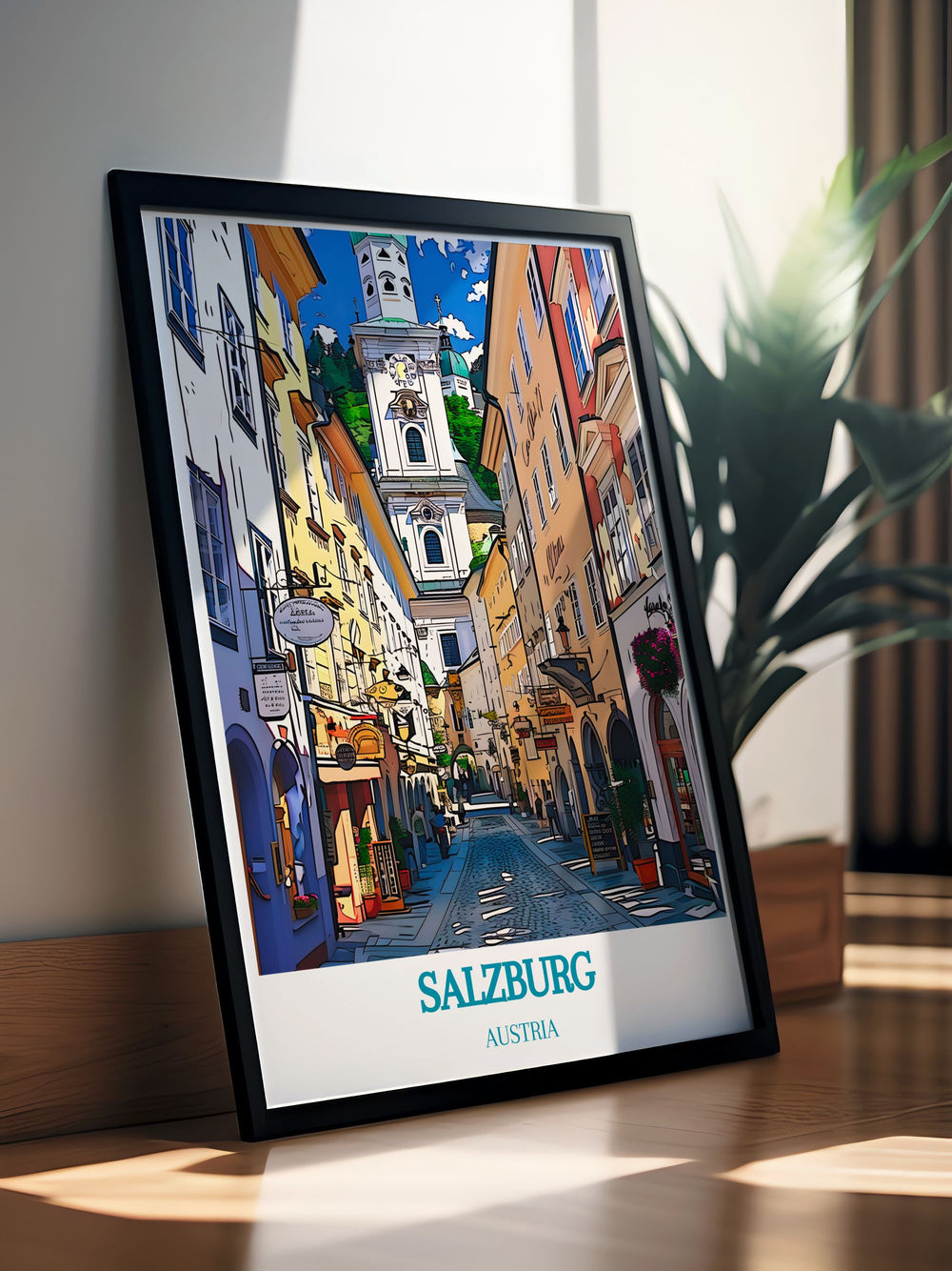 Zauchensee Poster and Austrian Ski Print highlighting the excitement of skiing with the architectural beauty of Salzburgs Old Town Altstadt a stunning addition to your home decor that combines adventure and history