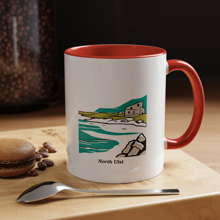 A beautifully designed North Uist Scotland Mug featuring vibrant artwork inspired by the serene landscapes of North Uist. This dishwasher-safe ceramic mug is perfect for coffee lovers and makes a thoughtful gift for Scotland enthusiasts and travelers.