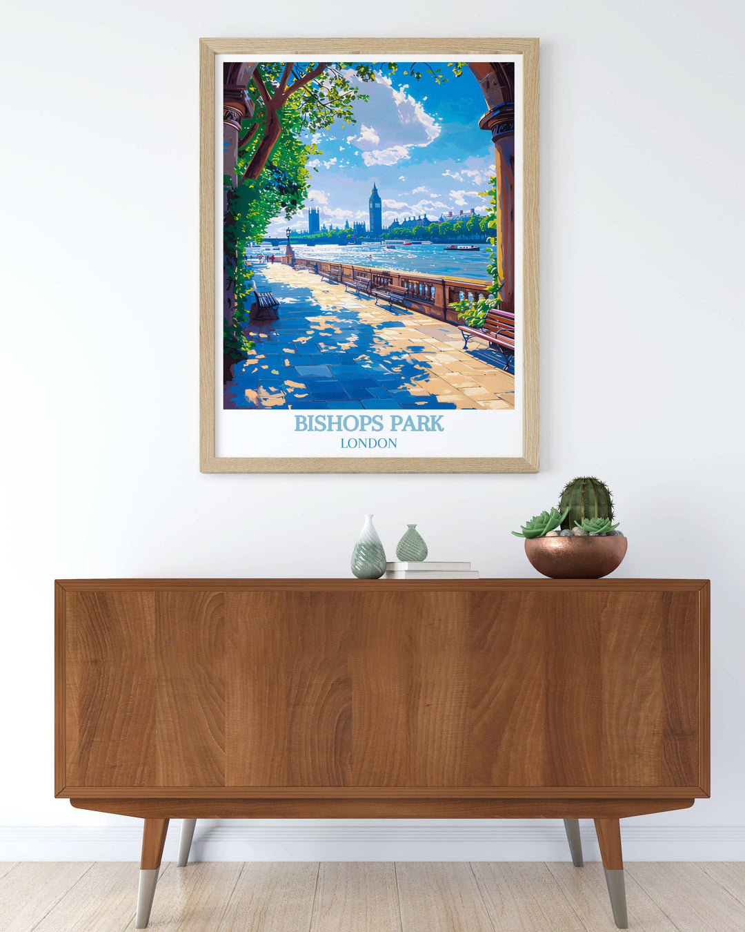 Londons Thames River Walk illustrated in a stunning print capturing the essence of this popular walking path along the river